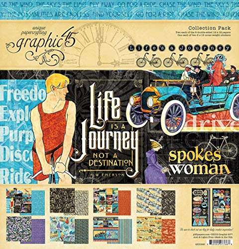 Graphic 45 4501946 a Collection Pack Life's Journey Coll, 12 x 12 Stück, Large, 18 Pack von Graphic 45