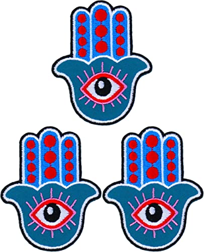 Graphic Dust Aufnäher mit Hamsa-Hand der Fatima-Auge, bestickt, zum Aufbügeln, Logo, Symbol, Glücksbringer, Göttin Graphic Dust Aufnäher mit Hamsa-Hand der Fatima-Auge, bestickt, zum Aufbügeln, Logo, Symbol, Glücksbringer, Göttin von Graphic Dust