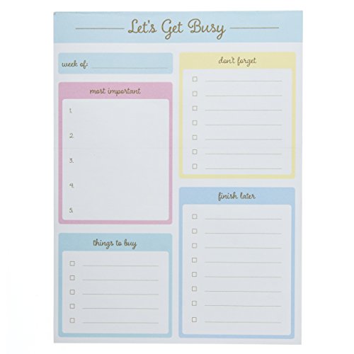 Graphique Get Busy Large Notepad, “Let’s Get Busy” Notepad with 150 Tear-Off Sheets and 4 Blank Lists Per Page, Perfect for Planning your Day, Groceries, Notes, and More, 6" x 8" von Graphique