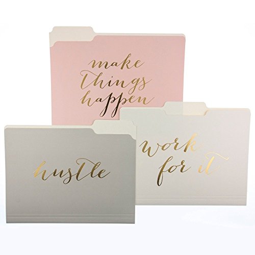 Graphique "Make Things Happen" Ordner-Set - Ordner-Set beinhaltet 9 Ordner und 3 einzigartige Go-Getter-Designs, verziert mit Goldfolie auf strapazierfähigem dreifach beschichtetem Karton, 29,5 x 24,1 von Graphique