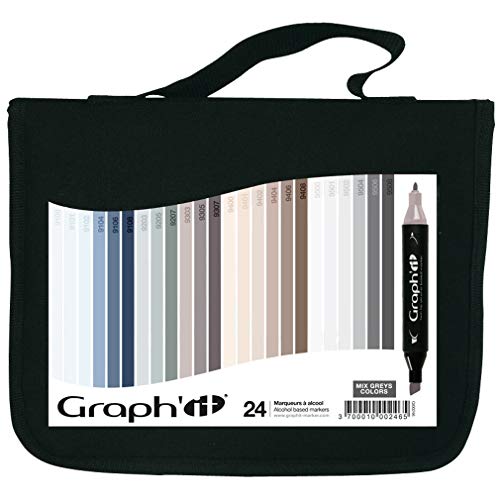 Graph'it Marker Filzstifte, 24er-Set Mix Greys colors von GRAPH'IT