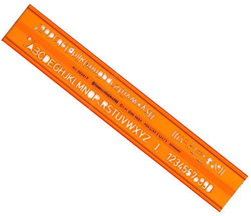 Graphoplex Schablone, ISO-Norm, Buchstaben, 7 mm, orange, transparent von Graphoplex
