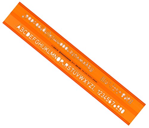 Graphoplex Trace Schablone ISO-Buchstaben, 12 mm, orange, transparent von Graphoplex
