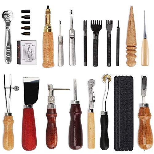 18 Stück Leder Carft Punch Tools Kit Nähen Schnitzen Arbeiten Nähen Sattel Groover Leder Craft Diy Tool , Perfekt zum Nähen Stanzen Schneiden Nähen Leder Craft Making 18 Stück Leder Carft Punch Tools Kit Nähen Schnitzen Arbeiten Nähen Sattel Groover Leder Craft Diy Tool , Perfekt zum Nähen Stanzen Schneiden Nähen Leder Craft Making von Grasomtools