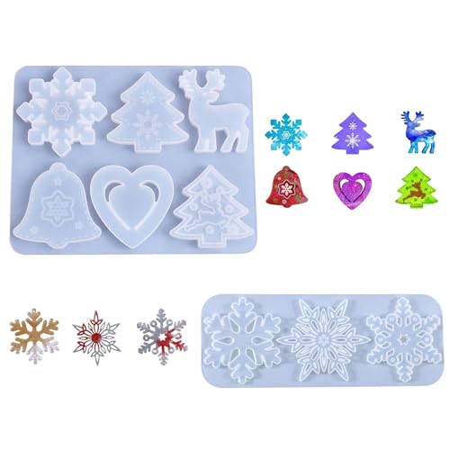 2 Stück Weihnachten Thema Silikonform, Silikonform Weihnachten, Schneeflocke Silikonform, Harz Schneeflocke Form, Gießformen Weihnachten Harz Formen Set, Für Kuchen Cakes Pudding Eiswürfel Gelee Seife 2 Stück Weihnachten Thema Silikonform, Silikonform Weihnachten, Schneeflocke Silikonform, Harz Schneeflocke Form, Gießformen Weihnachten Harz Formen Set, Für Kuchen Cakes Pudding Eiswürfel Gelee Seife von Grasslandy