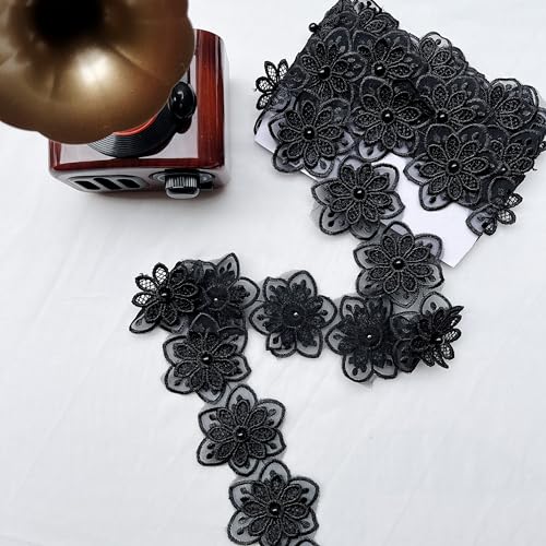 Spitzenborte, 60 mm breit, Blumenstickerei-Applikation zum Nähen, Basteln, Hochzeitskleid, Dekoration, Schwarz, 2 m Spitzenborte, 60 mm breit, Blumenstickerei-Applikation zum Nähen, Basteln, Hochzeitskleid, Dekoration, Schwarz, 2 m von Gratify