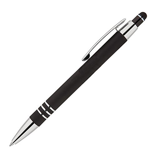 Eleganter Kugelschreiber schwarz Soft-Touchpen für Handy oder Tablet mit SOFORTGRAVUR + VORSCHAU: Gravur (1 Vorname) bis zu 11 Zeichen inklusive + Geschenkverpackung von GravUp
