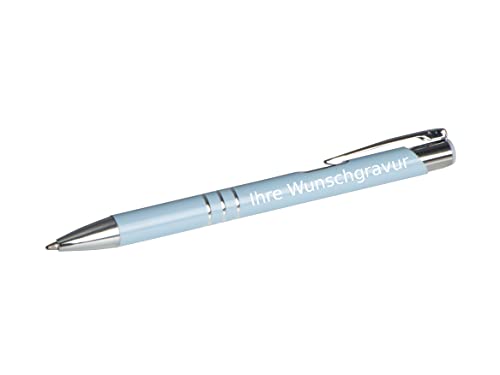 10 Kugelschreiber aus Metall mit Gravur / Farbe: pastell blau von Gravur by Livepac Office