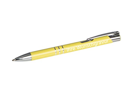 10 Kugelschreiber aus Metall mit Gravur / Farbe: pastell gelb von Gravur by Livepac Office
