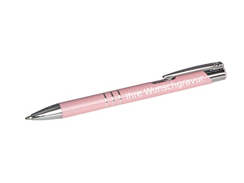 10 Kugelschreiber aus Metall mit Gravur / Farbe: pastell rosa von Gravur by Livepac Office