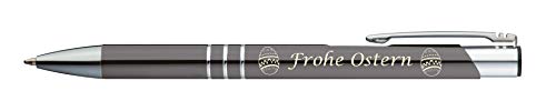 10 Kugelschreiber mit Gravur "Frohe Ostern" / aus Metall / Farbe: anthrazit von Gravur by Livepac Office