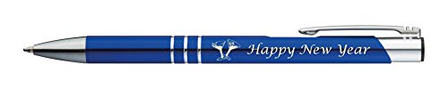 10 Kugelschreiber mit Gravur "Happy New Year" / aus Metall / Farbe: blau von Gravur by Livepac Office