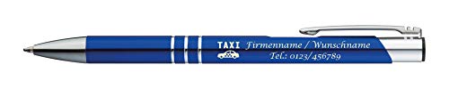 10 Kugelschreiber mit Gravur "Taxi" / aus Metall / Farbe: blau von Gravur by Livepac Office