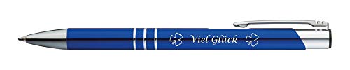 10 Kugelschreiber mit Gravur "Viel Glück" / aus Metall / Farbe: blau von Gravur by Livepac Office