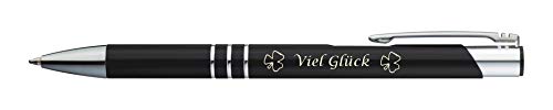 10 Kugelschreiber mit Gravur "Viel Glück" / aus Metall / Farbe: schwarz von Gravur by Livepac Office