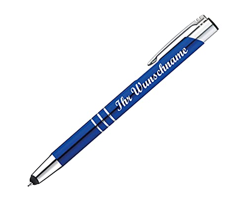 10 Touchpen Kugelschreiber aus Metall mit Namensgravur - Farbe: blau von Gravur by Livepac Office