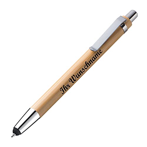 10x Holz Touchpen-Kugelschreiber aus Bambus mit Gravur von Gravur by Livepac Office