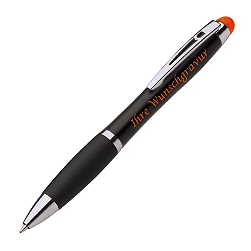 10x Touchpen Leucht-Kugelschreiber mit Gravur / Farbe: schwarz-orange von Gravur by Livepac Office