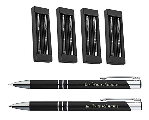 5x Metall Schreibset mit Gravur / Kugelschreiber + Druckbleistift / Farbe: schwarz von Gravur by Livepac Office