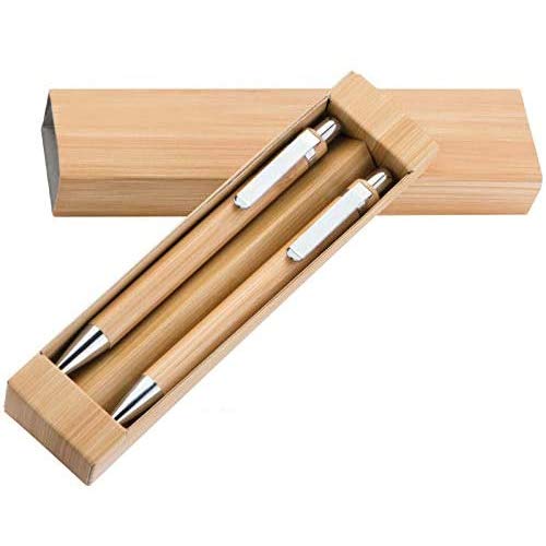 Bambus-Schreibset mit Gravur / bestehend aus Kugelschreiber und Druckbleistift von Gravur by Livepac Office