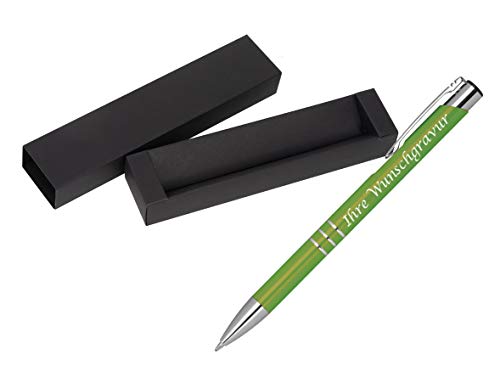 Kugelschreiber aus Metall mit Gravur / mit Pappetui / Farbe: hellgrün von Gravur by Livepac Office