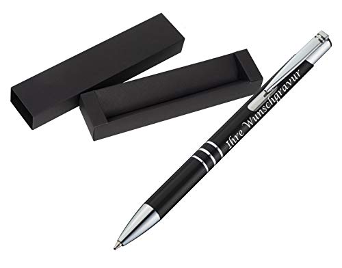 Kugelschreiber aus Metall mit Gravur / mit Pappetui / Farbe: schwarz von Gravur by Livepac Office