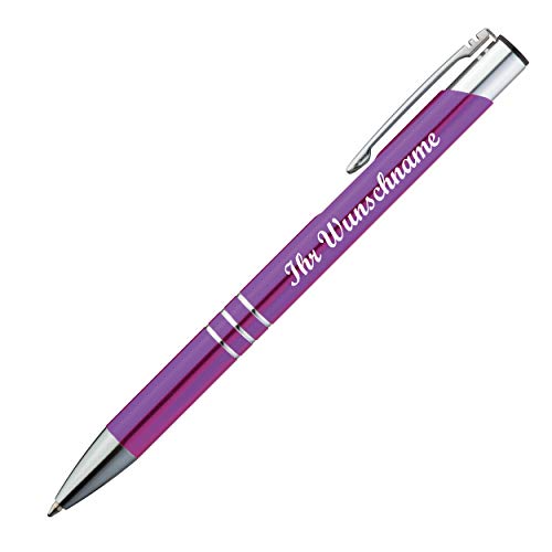 Kugelschreiber aus Metall mit Namensgravur - Farbe: lila von Gravur by Livepac Office