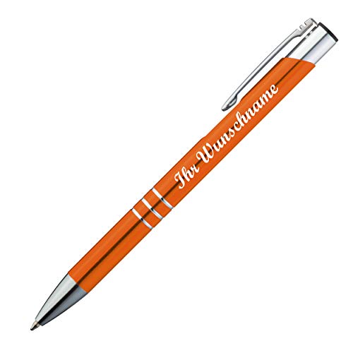 Kugelschreiber aus Metall mit Namensgravur - Farbe: orange von Gravur by Livepac Office