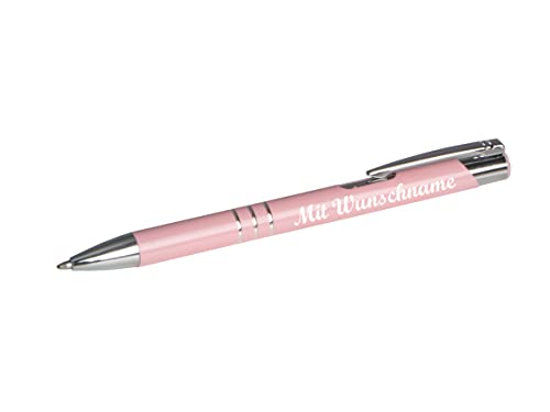 Kugelschreiber aus Metall mit Namensgravur - Farbe: pastell rosa von Gravur by Livepac Office
