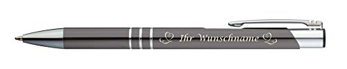 Kugelschreiber mit Gravur "Herzen" / aus Metall / Farbe: anthrazit von Gravur by Livepac Office