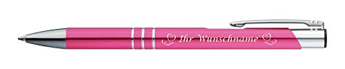 Kugelschreiber mit Gravur "Herzen" / aus Metall / Farbe: pink von Gravur by Livepac Office