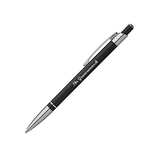 Kugelschreiber mit Namensgravur - aus Metall - slimline - Farbe: schwarz von Gravur by Livepac Office