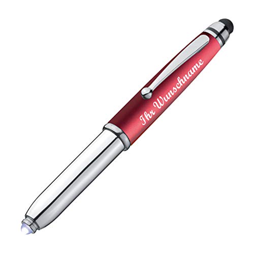 LED Touchpen Kugelschreiber mit Namensgravur - Farbe: silber-rot von Gravur by Livepac Office