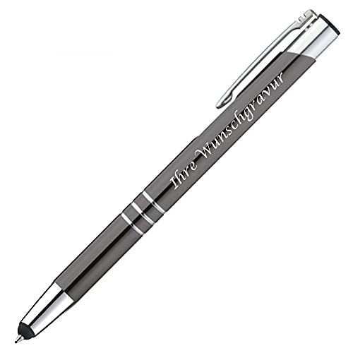 Touchpen Kugelschreiber aus Metall mit Gravur / Farbe: anthrazit von Gravur by Livepac Office