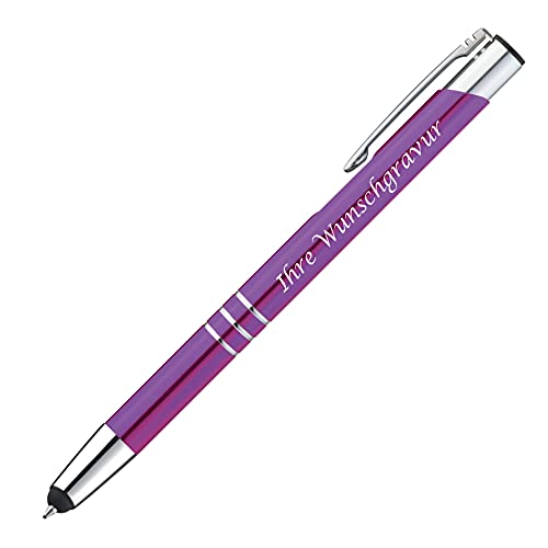 Touchpen Kugelschreiber aus Metall mit Gravur / Farbe: lila von Gravur by Livepac Office