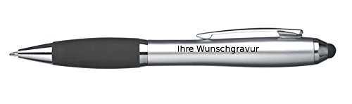 Touchpen Kugelschreiber mit Gravur / Farbe: silber-schwarz von Gravur by Livepac Office