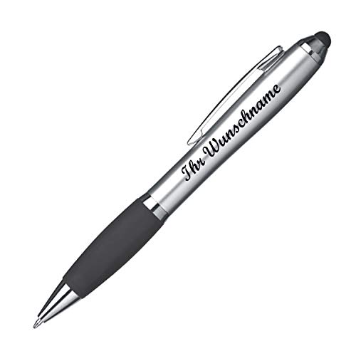 Touchpen Kugelschreiber mit Namensgravur - Farbe: silber-schwarz von Gravur by Livepac Office