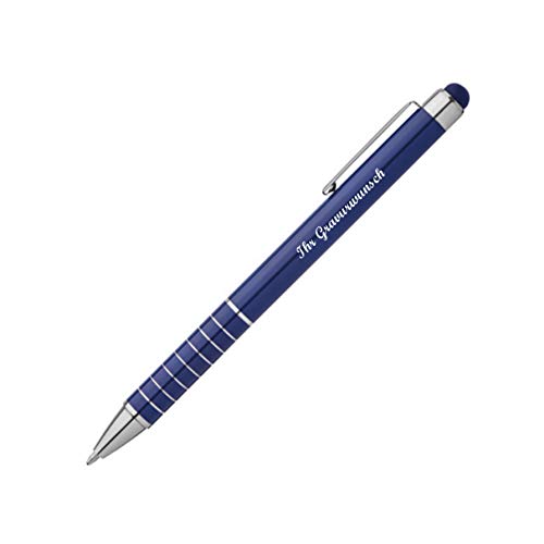 Touchpen Kugelschreiber mit Namensgravur - aus Metall - Farbe: blau von Gravur by Livepac Office