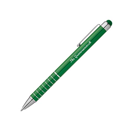 Touchpen Kugelschreiber mit Namensgravur - aus Metall - Farbe: grün von Gravur by Livepac Office