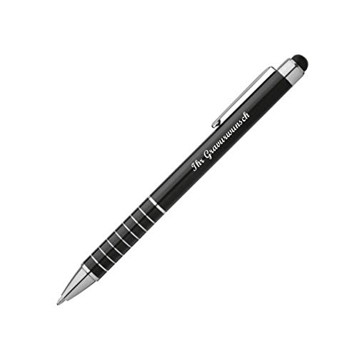 Touchpen Kugelschreiber mit Namensgravur - aus Metall - Farbe: schwarz von Gravur by Livepac Office