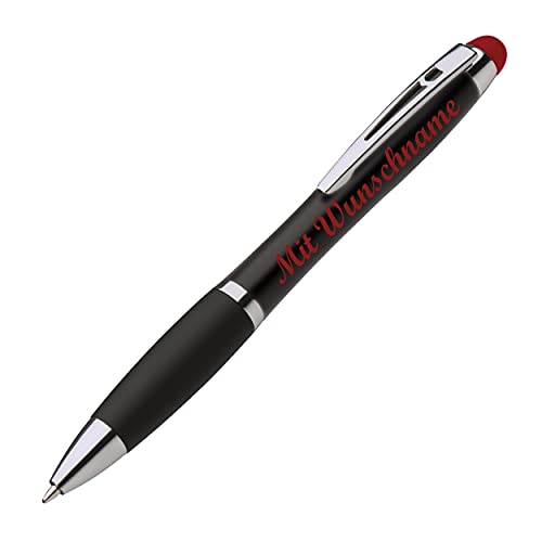 Touchpen Leucht-Kugelschreiber mit Namensgravur - Farbe: schwarz-rot von Gravur by Livepac Office