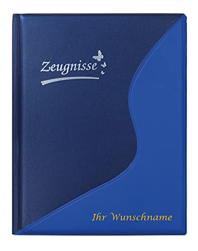Zeugnismappe mit Gravur / mit 12 Hüllen / Farbe: metallic blau Zeugnismappe mit Gravur / mit 12 Hüllen / Farbe: metallic blau von Gravur by Livepac Office