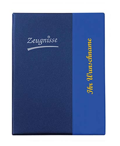 Zeugnismappe mit Namensgravur - Zeugnisringbuch A4 mit 10 Hüllen - metallic blau von Gravur by Livepac Office