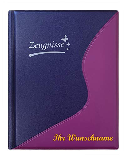 Zeugnismappe mit Namensgravur - mit 12 Hüllen - Farbe: metallic lila Zeugnismappe mit Namensgravur - mit 12 Hüllen - Farbe: metallic lila von Gravur by Livepac Office