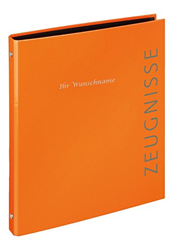 Zeugnismappe mit silbergefärbter Gravur / Zeugnisringbuch / Farbe: orange von Gravur by Livepac Office