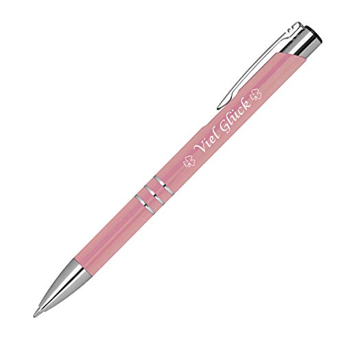 Kugelschreiber mit Gravur "Viel Glück" / aus Metall / Farbe: rose' von Gravur by LivepacOffice