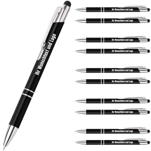Gravurmaster 10 Stück Kugelschreiber mit Touchpen personalisierter Kugelschreiber mit Gravur Druckkugelschreiber Set, Druckkugelschreiber mit Wunschtext & Logo, Für Business, Büro, Schule unw. Gravurmaster 10 Stück Kugelschreiber mit Touchpen personalisierter Kugelschreiber mit Gravur Druckkugelschreiber Set, Druckkugelschreiber mit Wunschtext & Logo, Für Business, Büro, Schule unw. von Gravurmaster