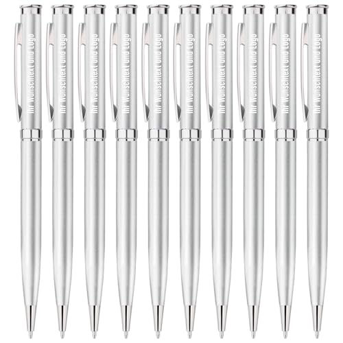 Gravurmaster 10 Stück Personalisierter Kugelschreiber mit Gravur, Metall Dreh Kugelschreiber Set, Hochwertiger Kuli mit Wunschtext & Logo, Für Business, Büro, Schule unw. Gravurmaster 10 Stück Personalisierter Kugelschreiber mit Gravur, Metall Dreh Kugelschreiber Set, Hochwertiger Kuli mit Wunschtext & Logo, Für Business, Büro, Schule unw. von Gravurmaster