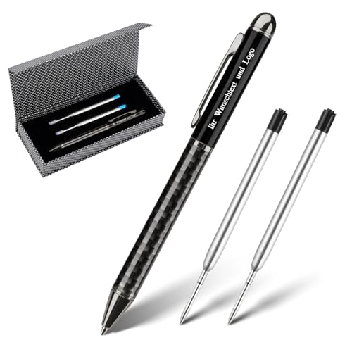 Gravurmaster Kugelschreiber Set - Personalisierter Kugelschreiber mit Gravur Druckkugelschreiber mit Wunschtext & Logo, Schwarz Tinte, mit 2 Ersatzminen, Buchform-Geschenkbox, geeignet als Geschenk Gravurmaster Kugelschreiber Set - Personalisierter Kugelschreiber mit Gravur Druckkugelschreiber mit Wunschtext & Logo, Schwarz Tinte, mit 2 Ersatzminen, Buchform-Geschenkbox, geeignet als Geschenk von Gravurmaster