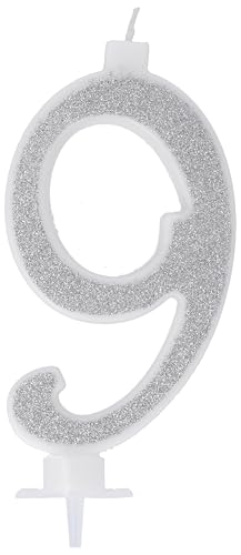 Zahlenkerze Glitter Silber Nr. 9 Zahlenkerze Glitter Silber Nr. 9 von Graziano